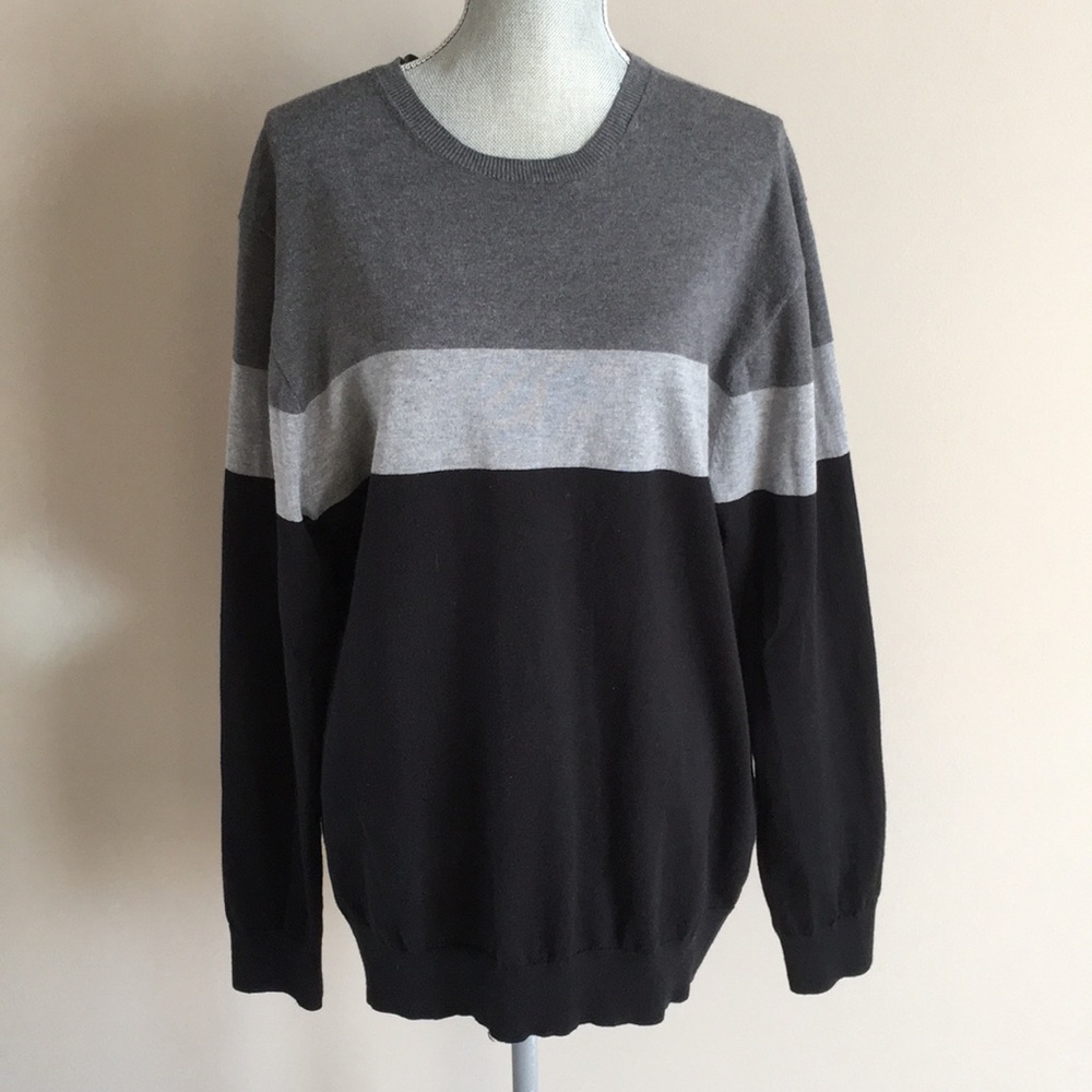 Men’s Claiborne black/grey striped sweater XL